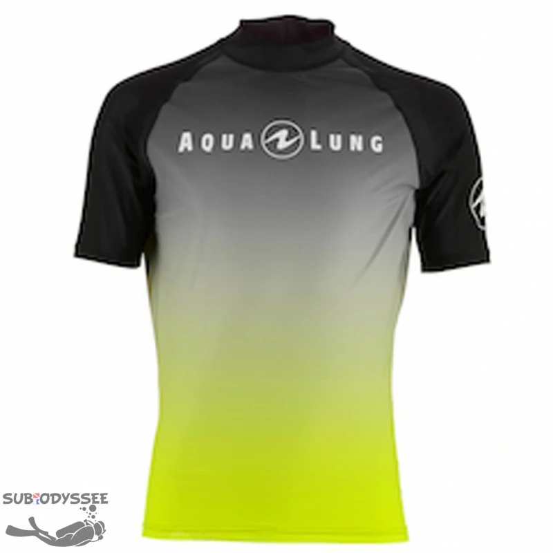 Top Lycra Rashguard NOIR/LIME Homme Manches Courtes - Aqualung