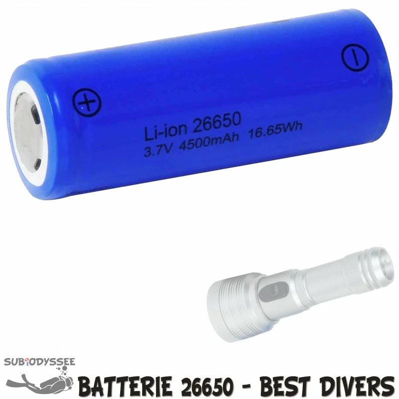 Batterie 26650 Rechargeable Lithium-ion Pour Phare à LED - Best Divers