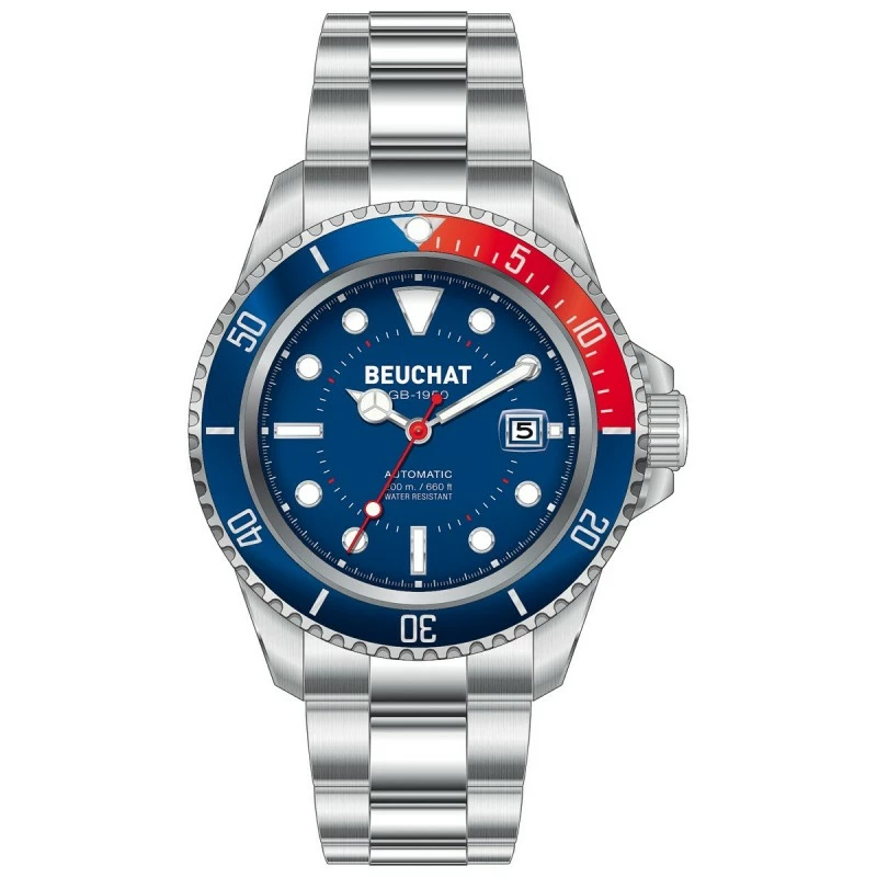 GB1950 Automatique Montre De Plongée Bracelet Metal - Beuchat Chronographe